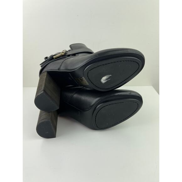 SEE By CHLOE Black Cappa Ankle Block Heel Booties Boots Buckle Leather 37 NEW - Picture 6 of 10